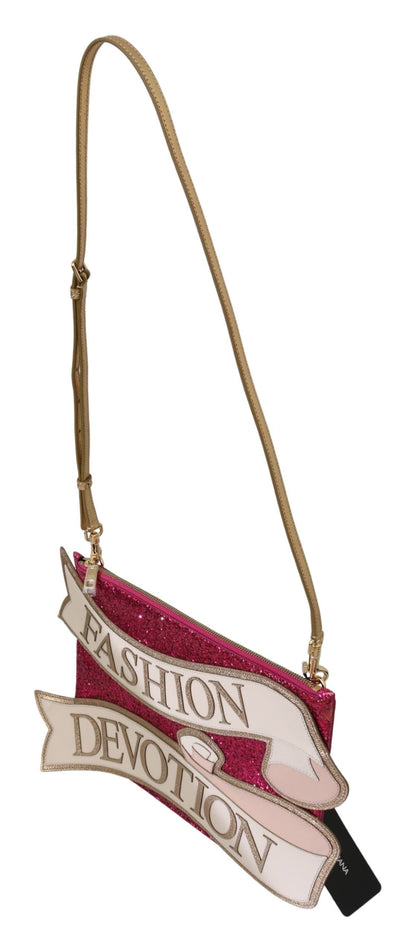 Bolso clutch rosa con purpurina CLEO de Glamorous