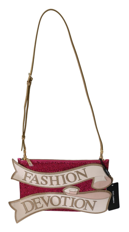 Bolso clutch rosa con purpurina CLEO de Glamorous