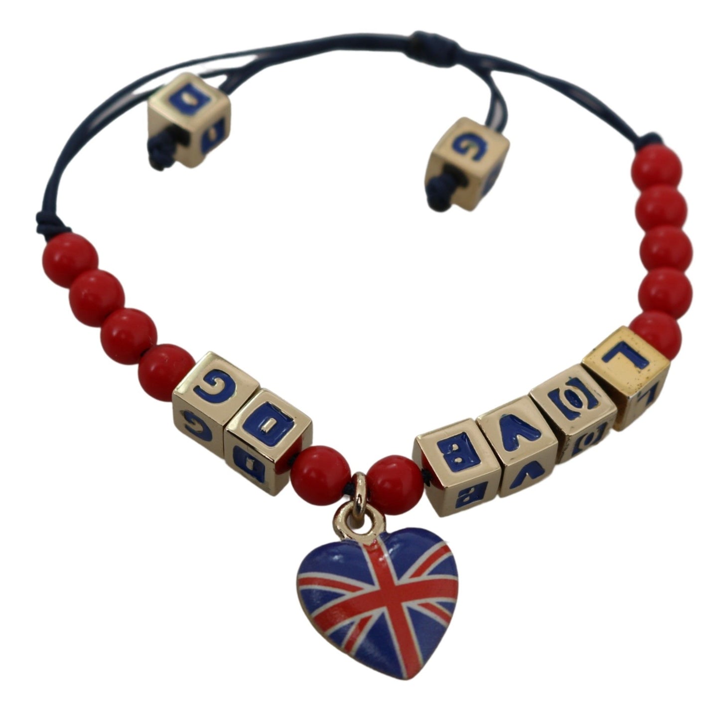 Elegante pulsera de mezcla de algodón de vidrio rojo azul