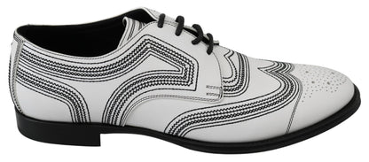 Elegante witte leren derbyschoenen