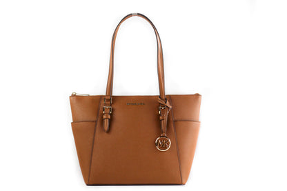 Bolso tote Charlotte Signature de cuero con cremallera superior grande