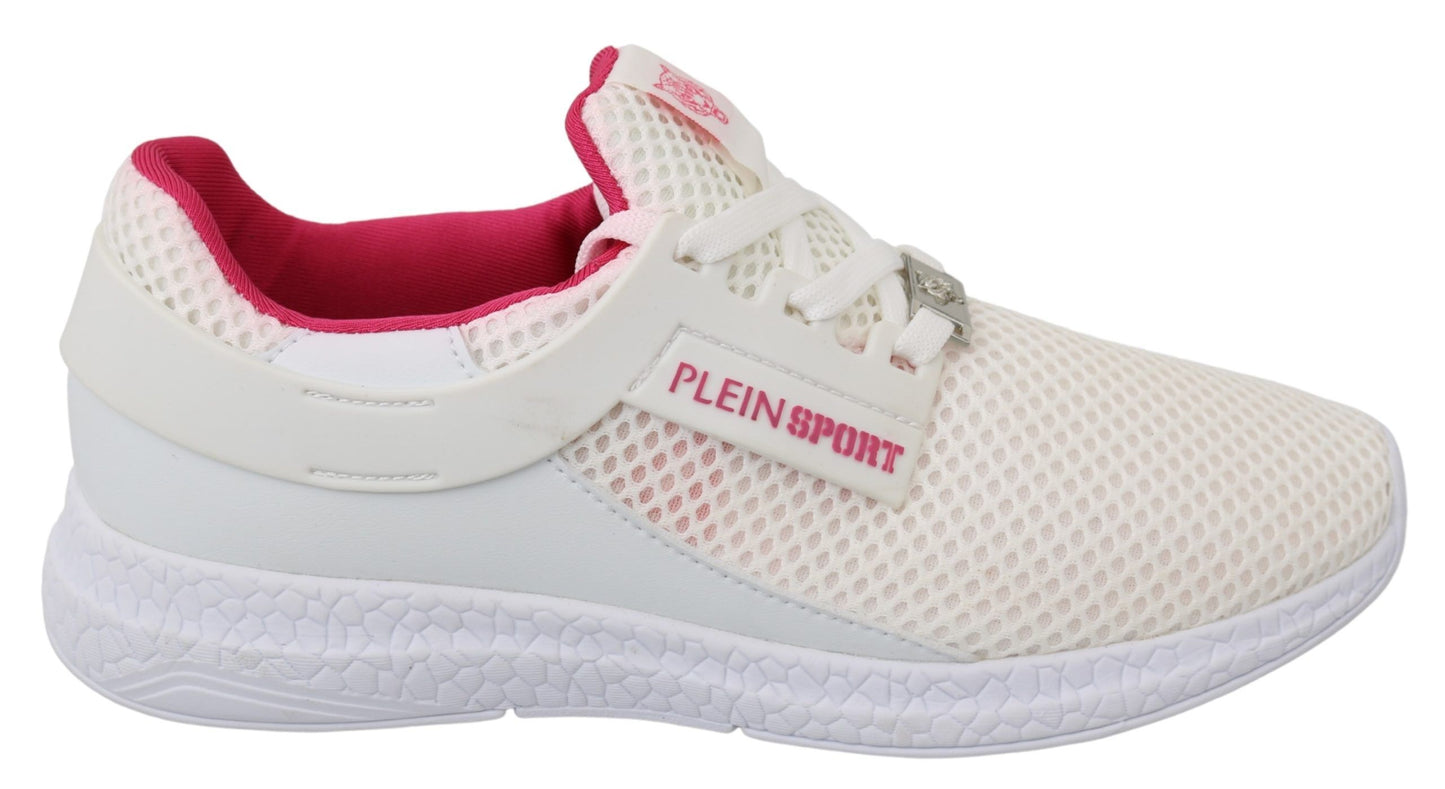 Chic White Becky Sneakers with Pink Accents