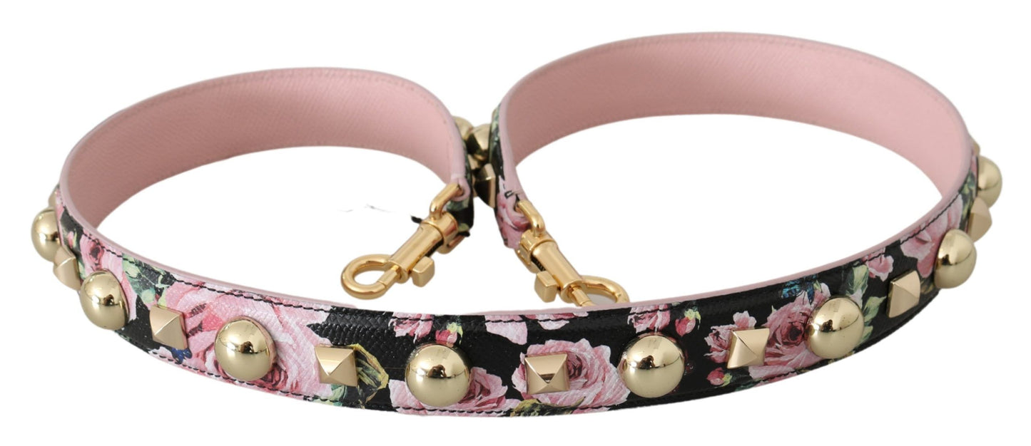 Elegante leren schouderband met bloemenmotief