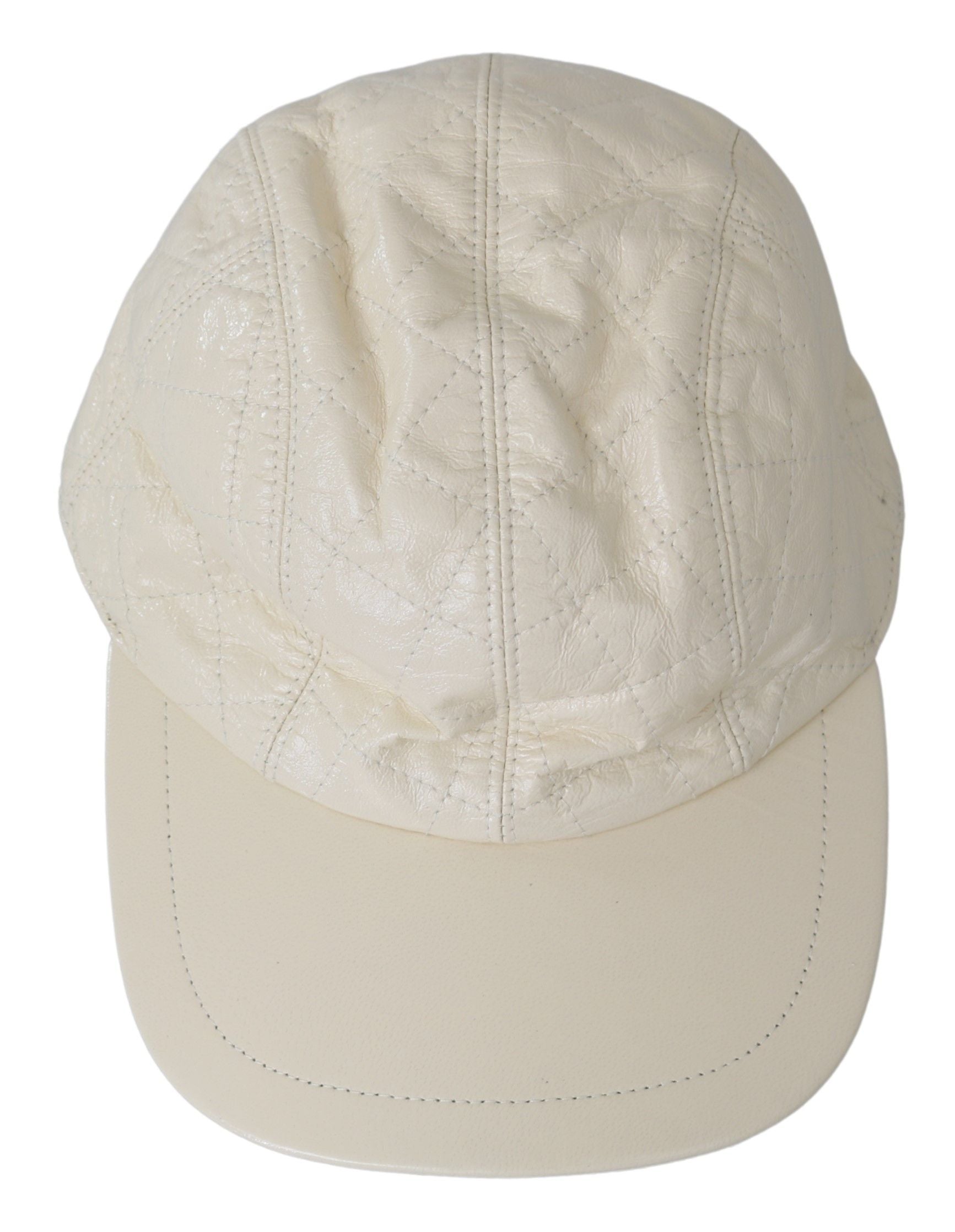 Elegante gorra de béisbol de piel de cordero blanca