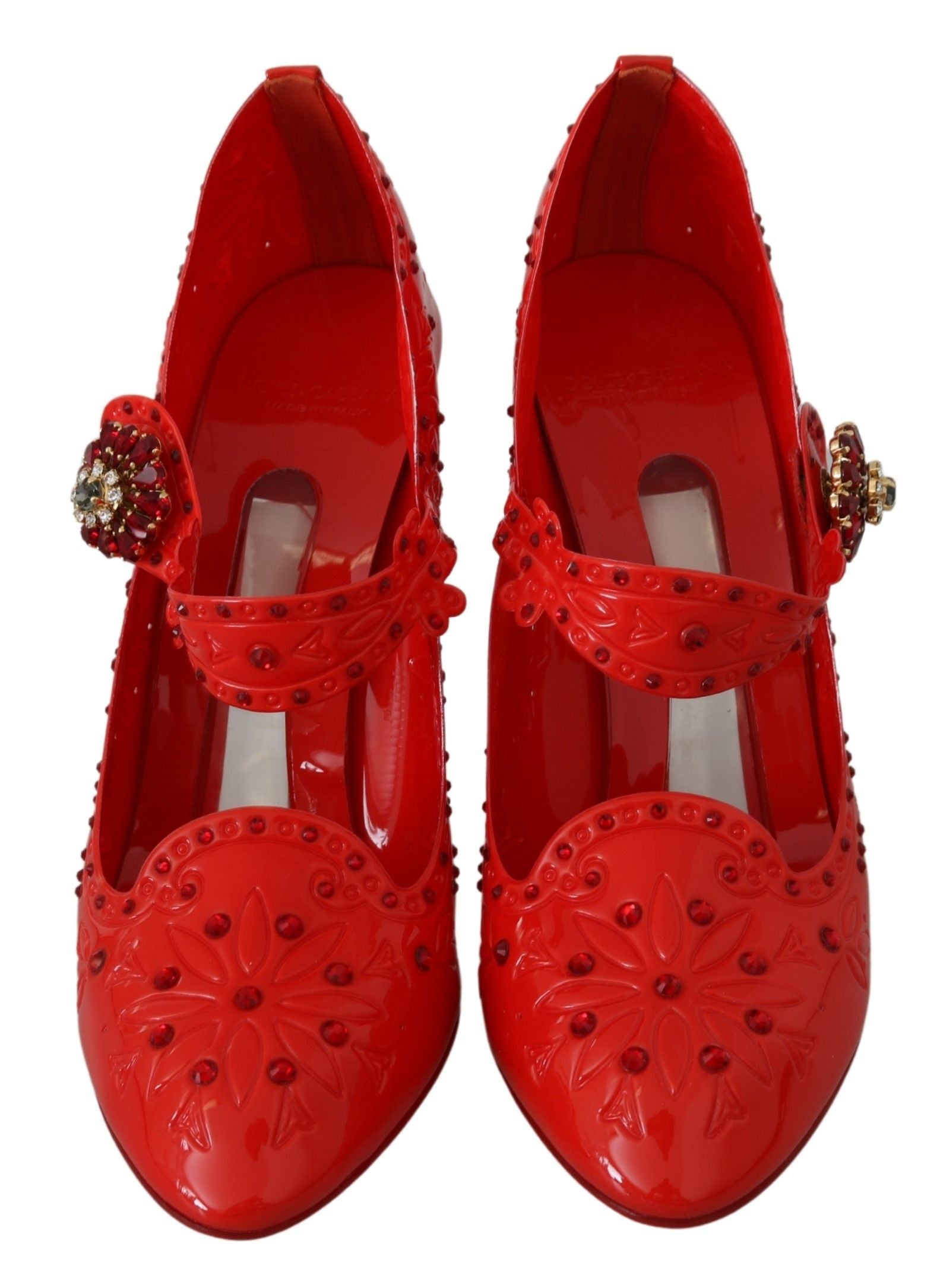 Zapatos de tacón elegantes de Cenicienta de cristal rojo