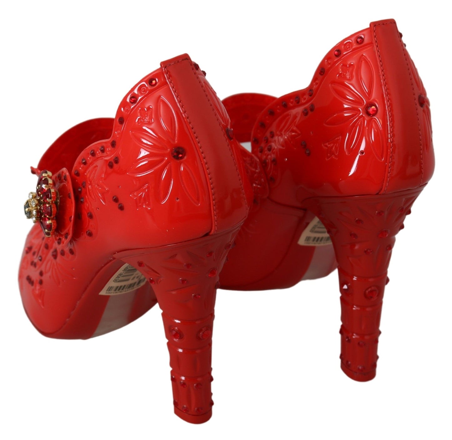 Zapatos de tacón elegantes de Cenicienta de cristal rojo