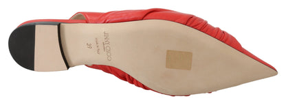 Chique leren flats met rode puntige neus