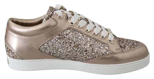 Ballet roze glitter lederen sneakers