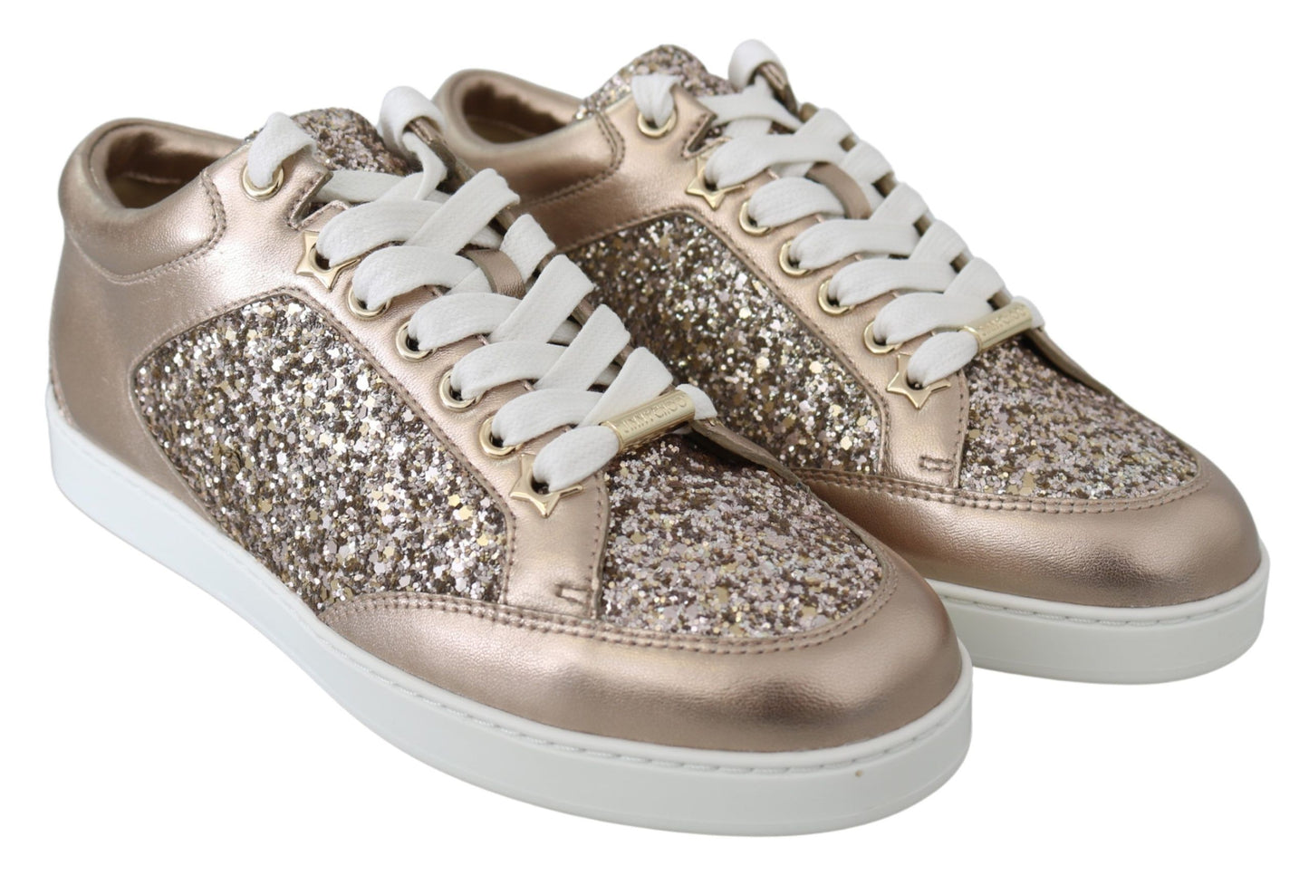 Ballet roze glitter lederen sneakers