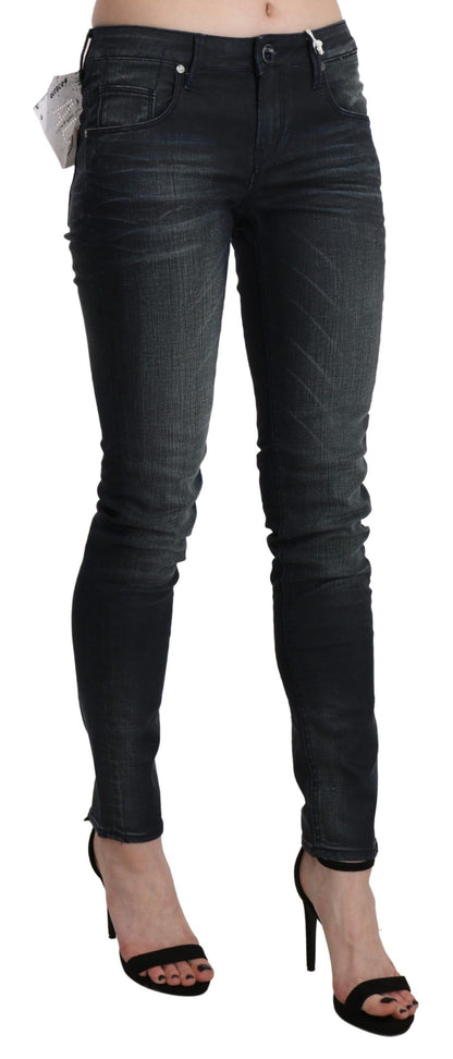 Elegant Low Waist Skinny Black Jeans