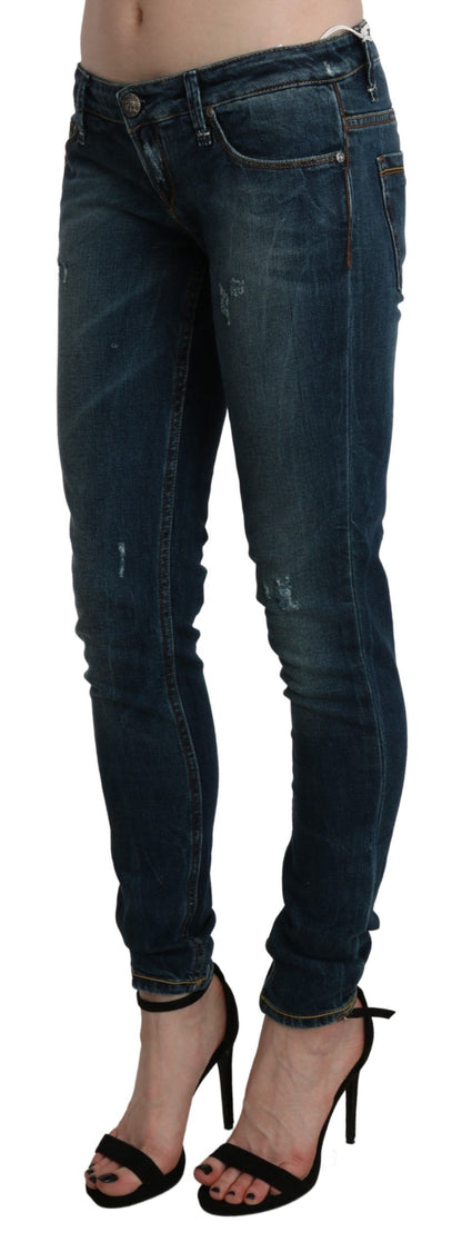 Sleek Low Waist Skinny Denim - Blue Washed