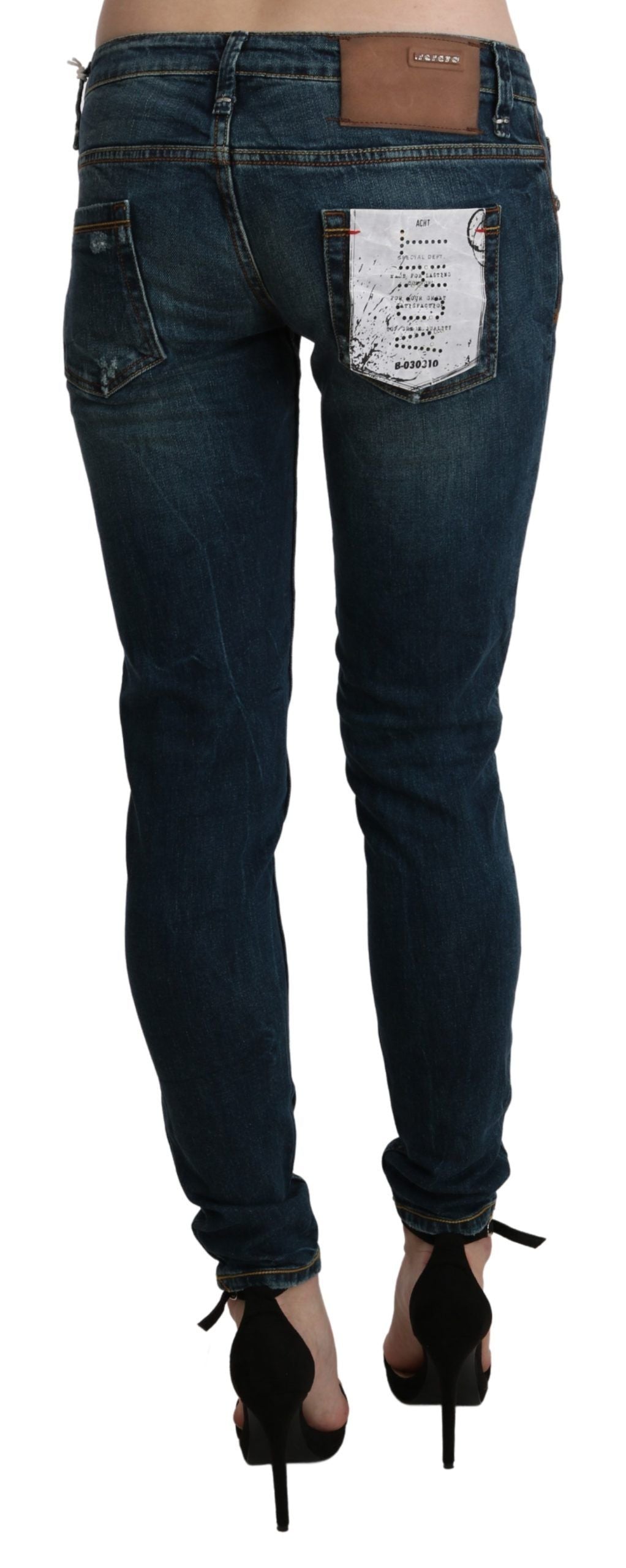 Sleek Low Waist Skinny Denim - Blue Washed