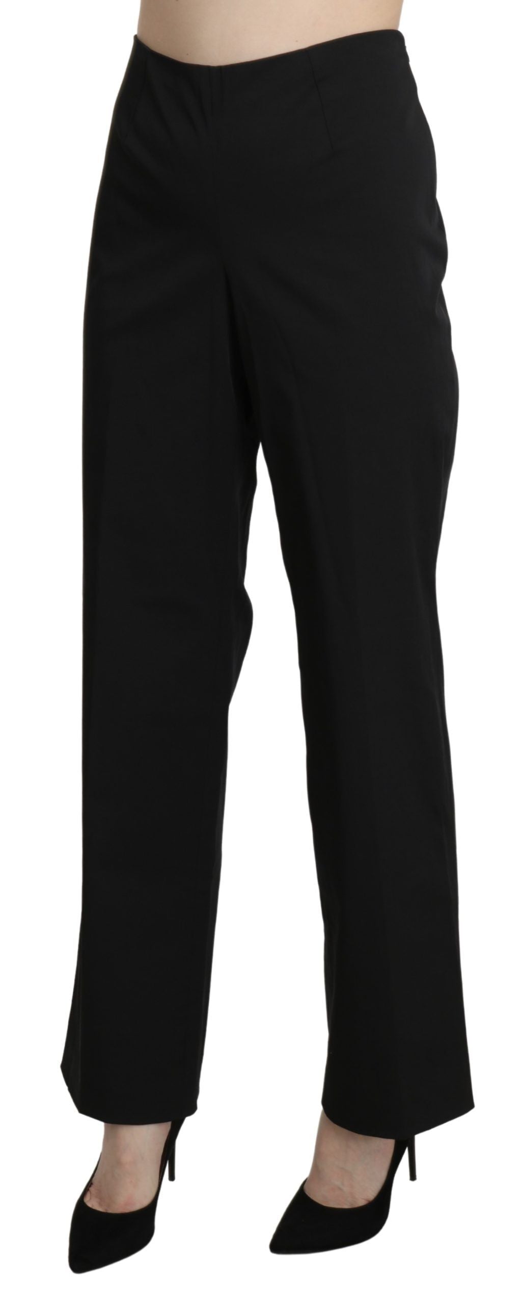 Elegant High Waist Straight Black Pants