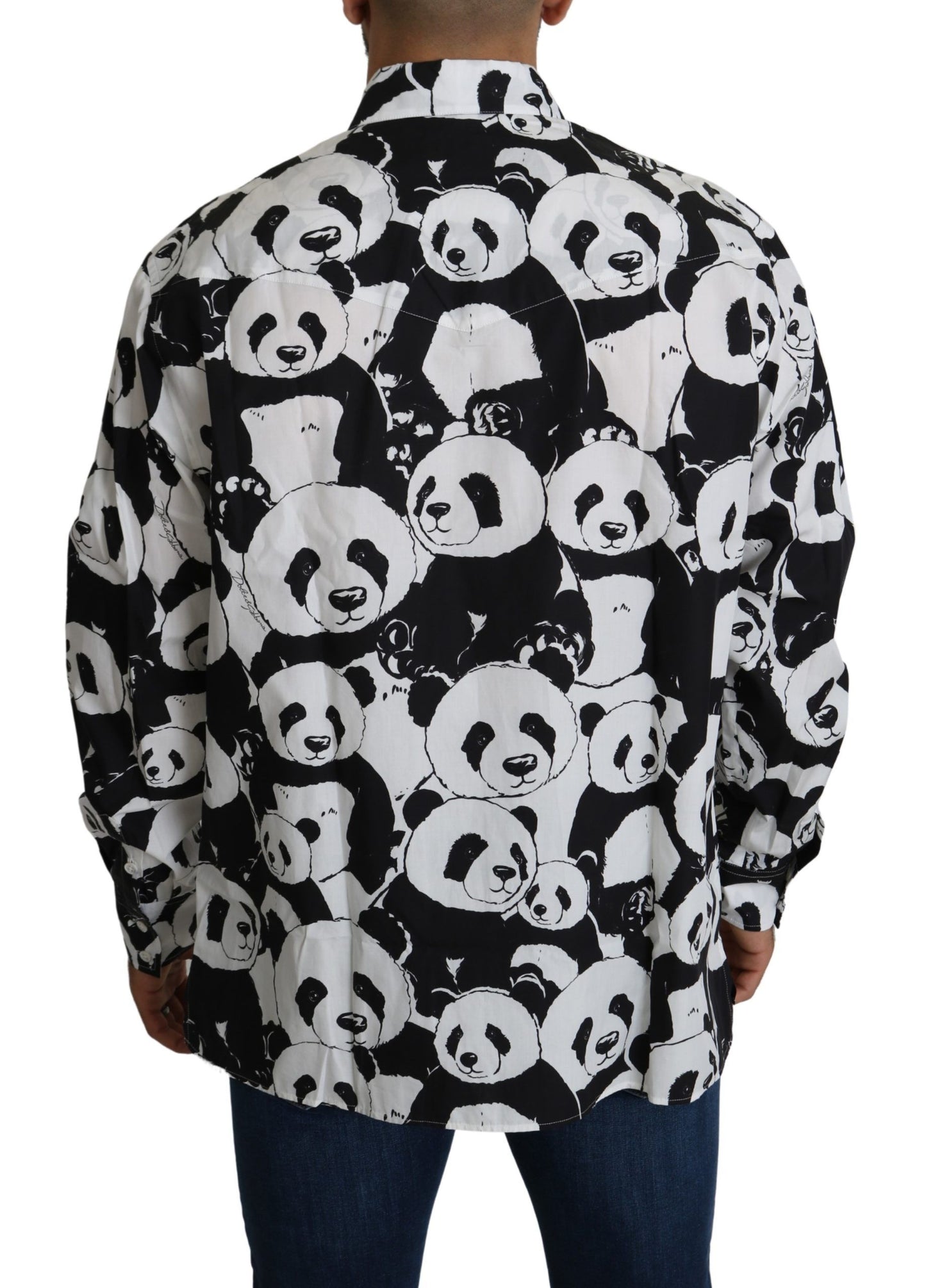 Camisa de puro algodón con estampado de panda - Negro Blanco