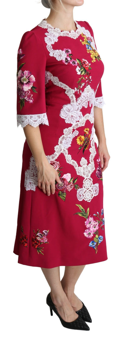 Vestido midi tubo con bordado floral