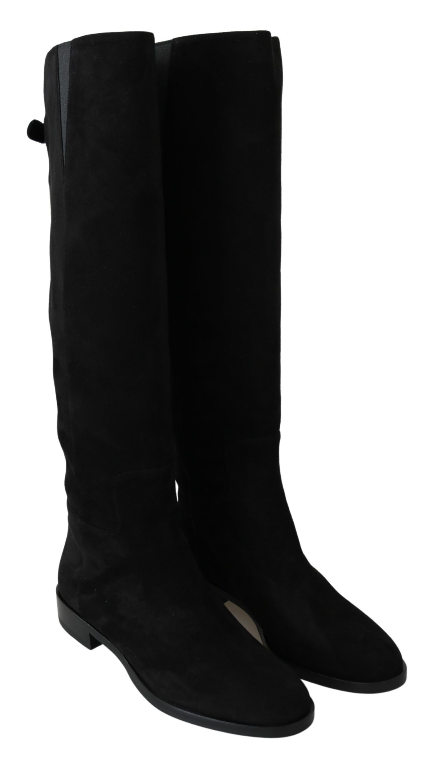 Elegantes botas altas hasta la rodilla de ante negro