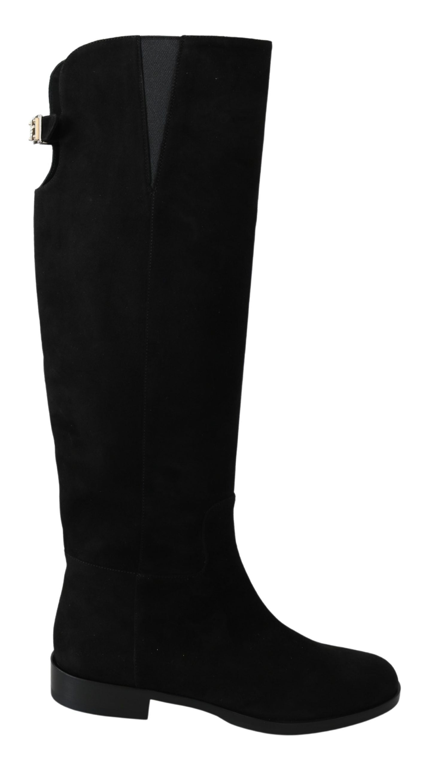 Elegantes botas altas hasta la rodilla de ante negro