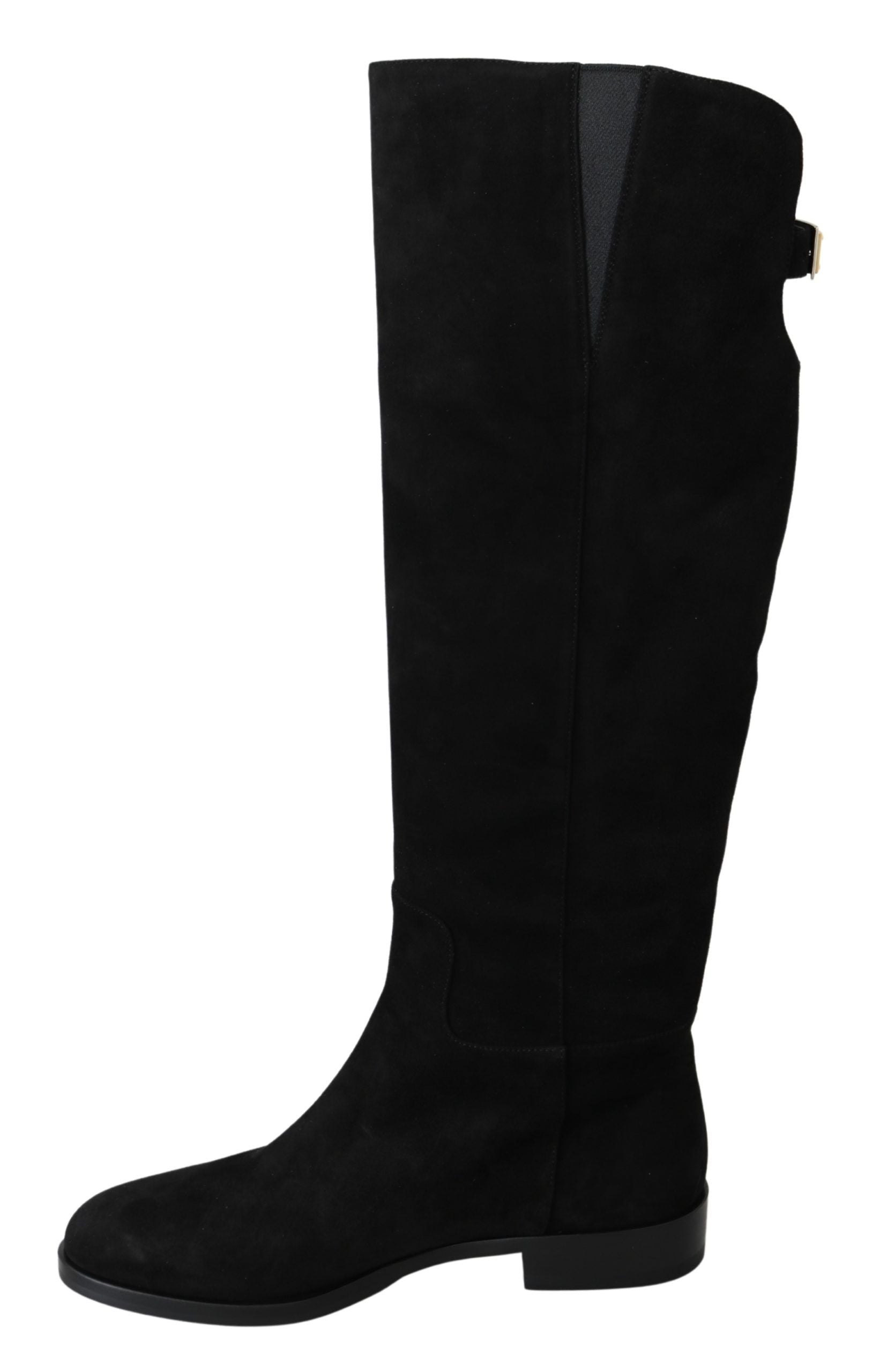 Elegantes botas altas hasta la rodilla de ante negro