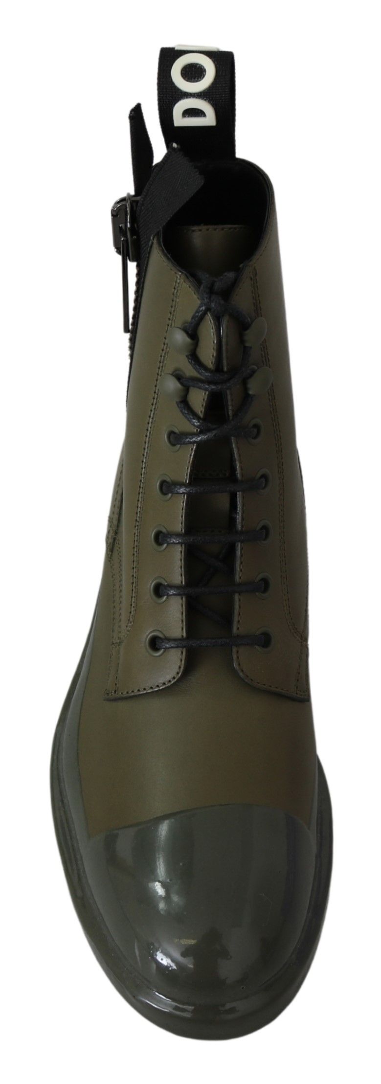 Botines elegantes de cuero verde militar