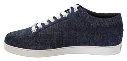 Chique instapper blauwe denim suède sneakers