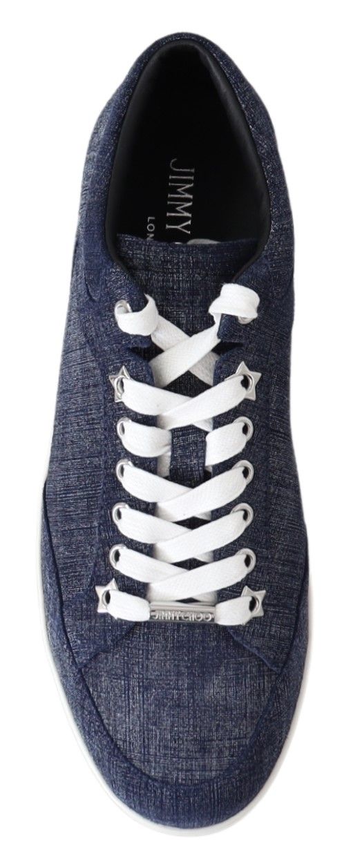 Chique instapper blauwe denim suède sneakers