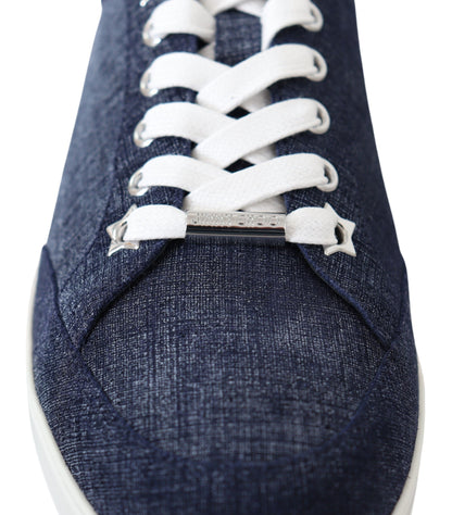 Chique instapper blauwe denim suède sneakers