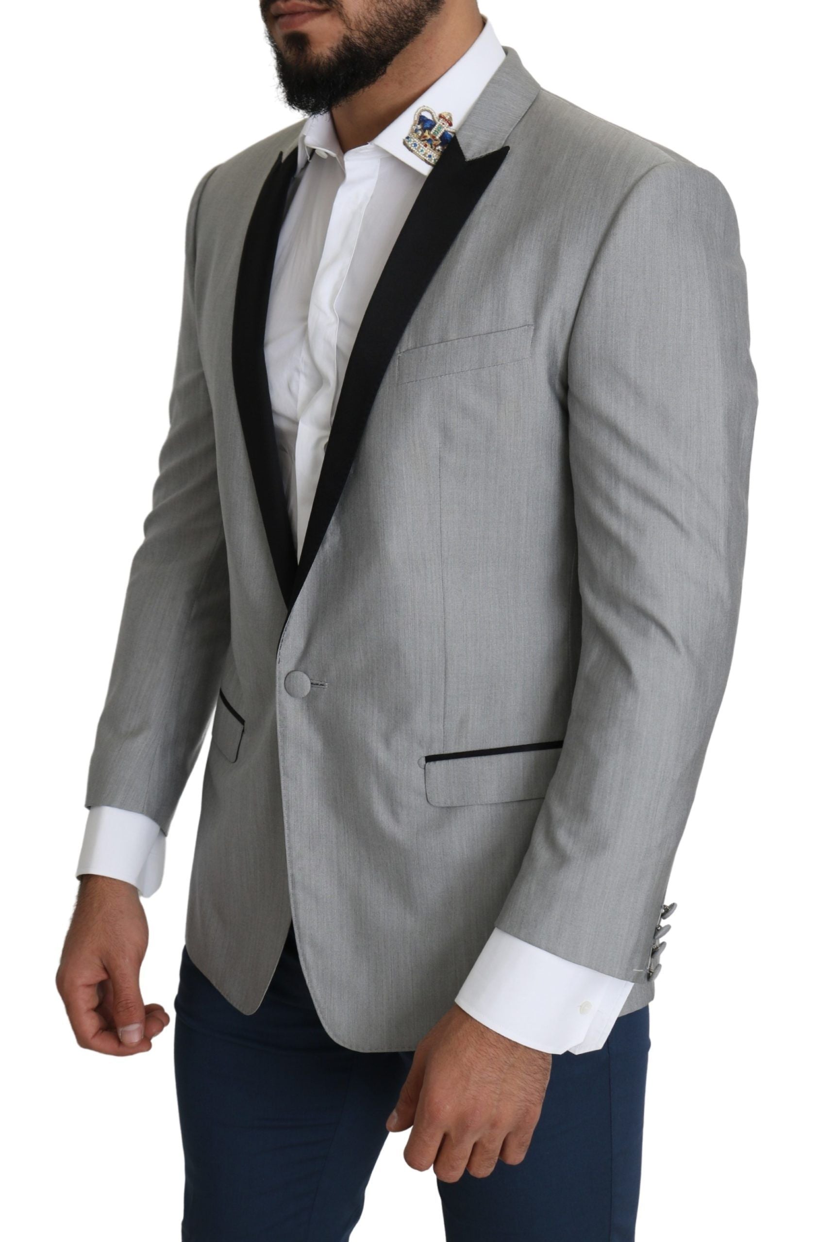 Elegante blazer gris claro en mezcla de seda