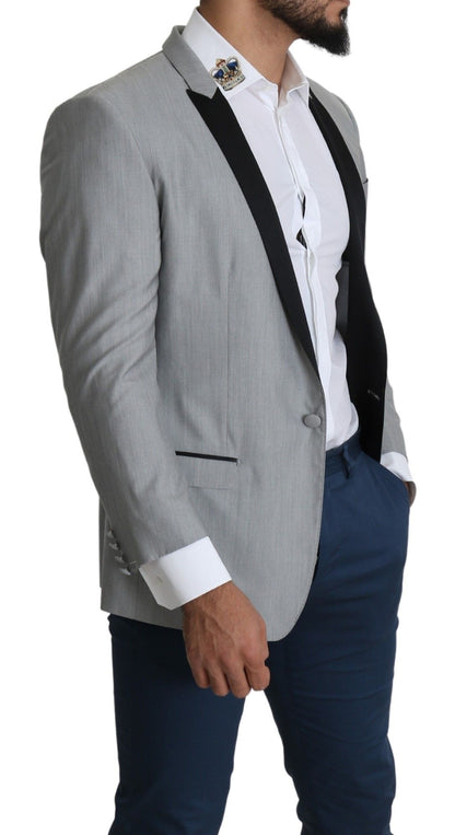 Elegante blazer gris claro en mezcla de seda