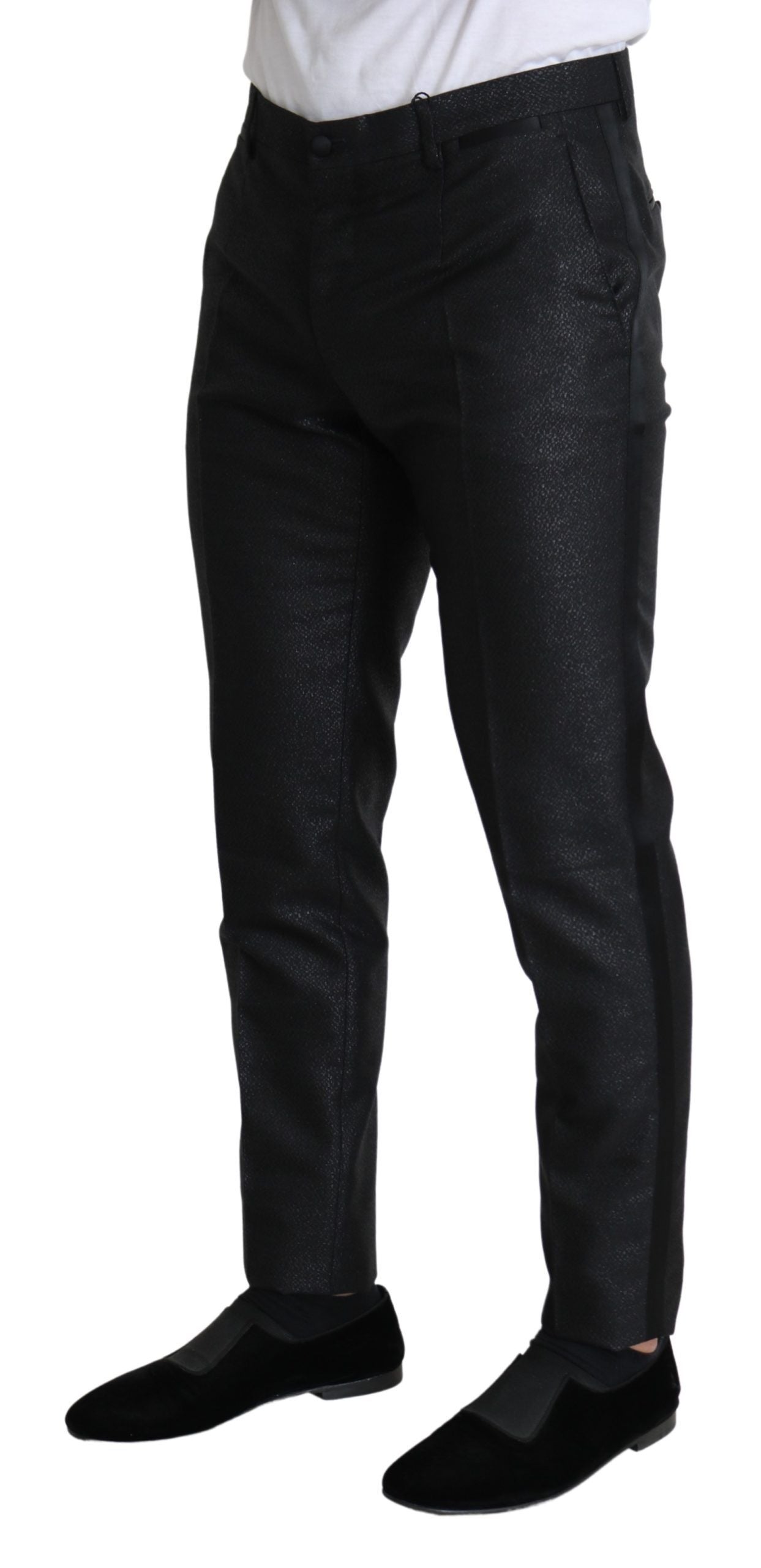 Pantalón de vestir negro metalizado elegante