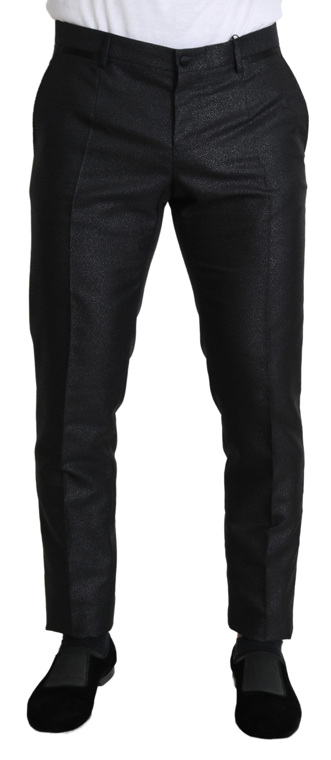 Pantalón de vestir negro metalizado elegante