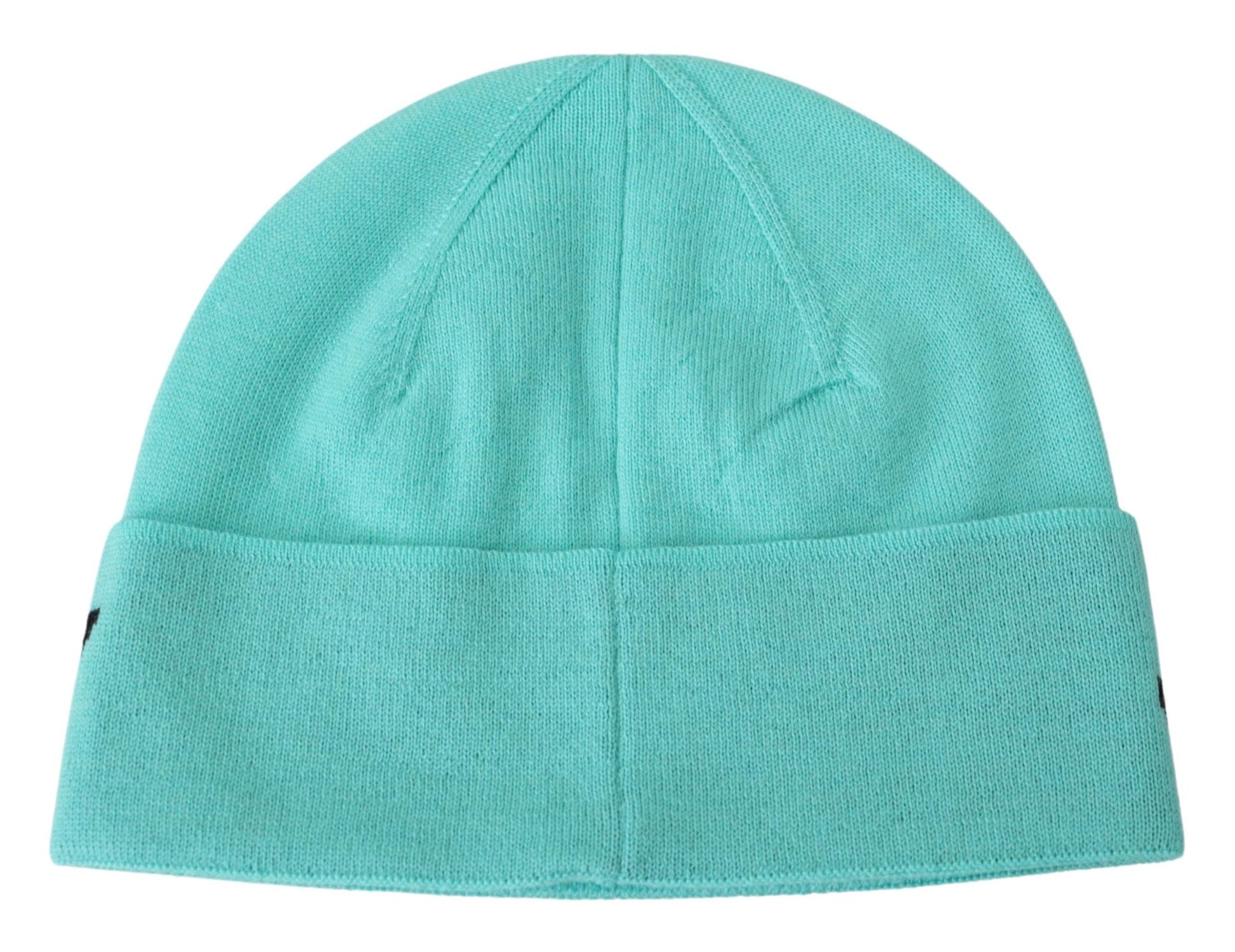 Gorro de lana verde aguamarina con logo característico