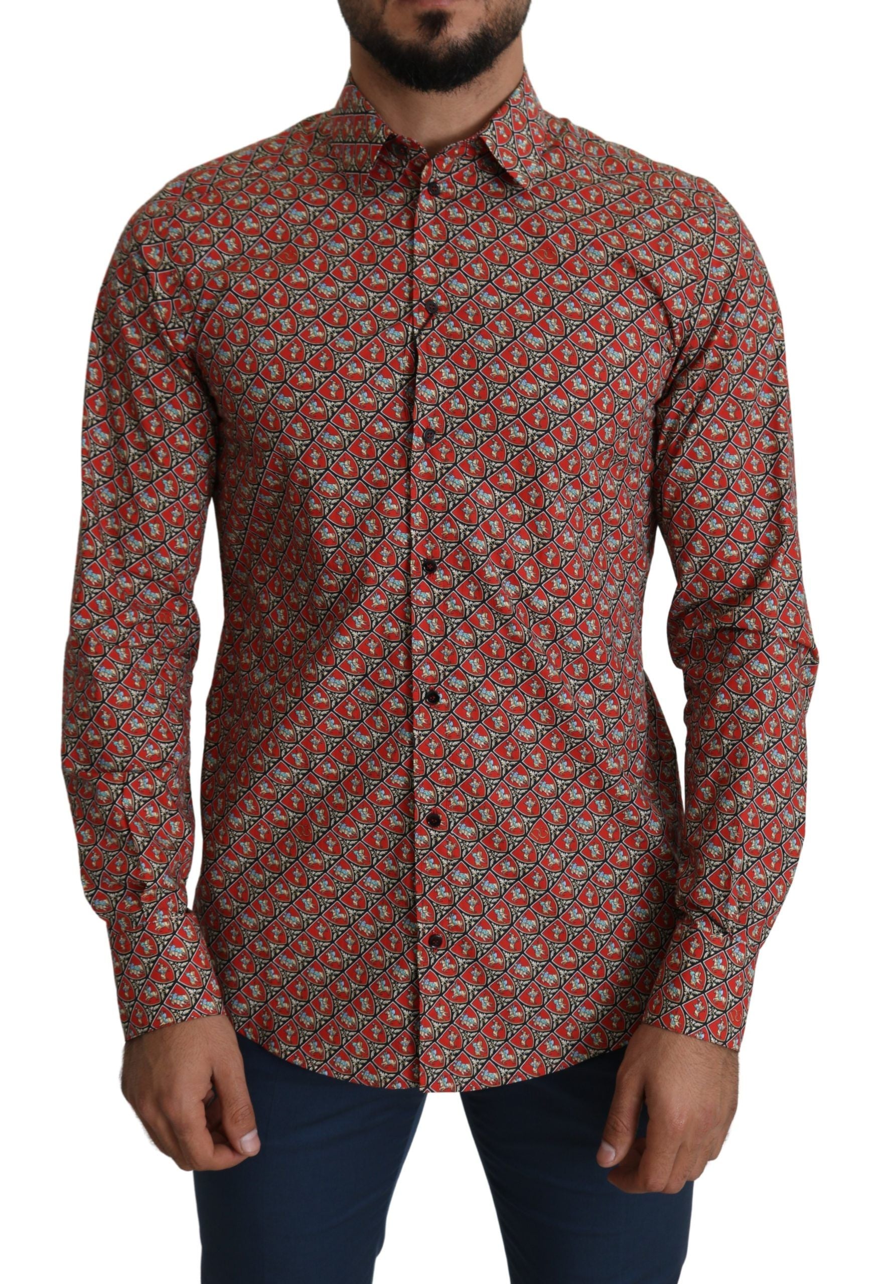 Camisa elegante de algodón con corte Martini rojo