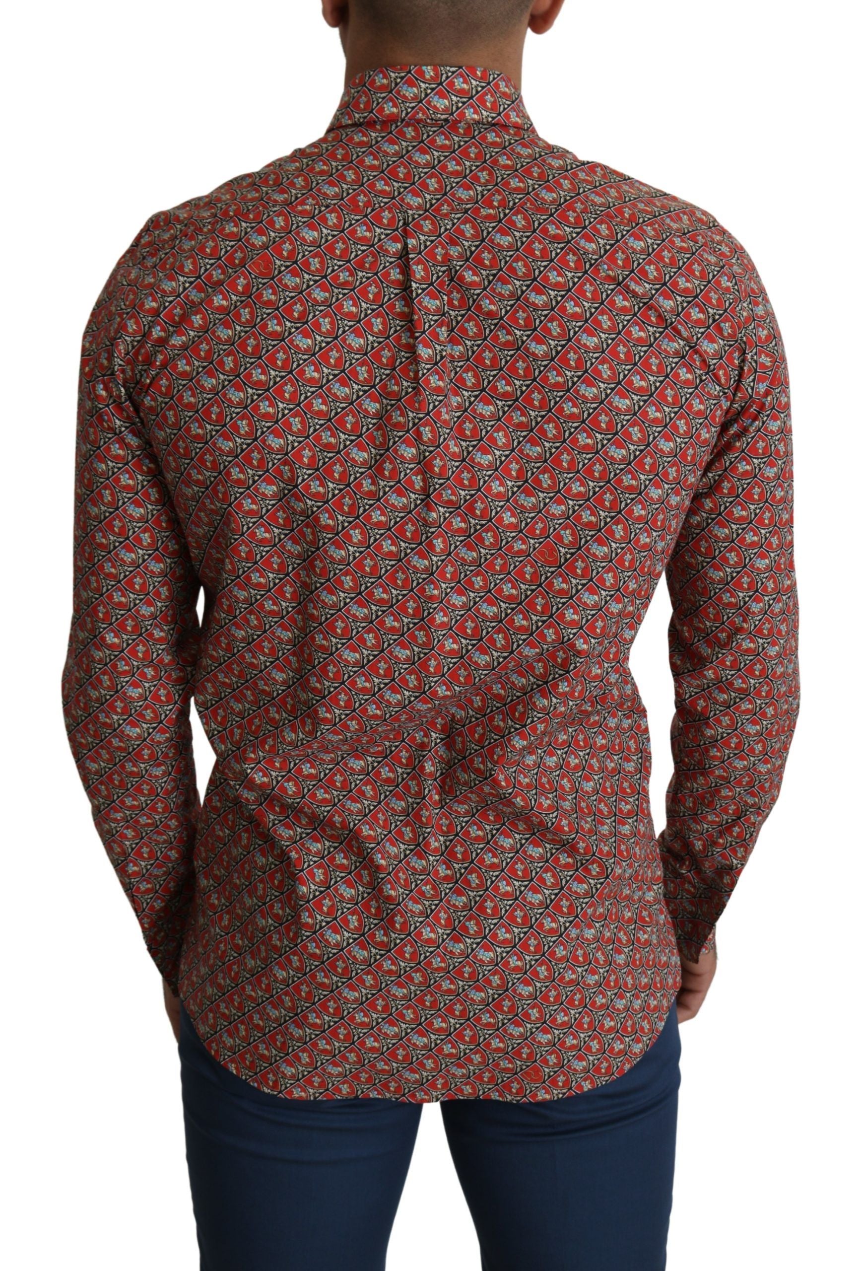 Camisa elegante de algodón con corte Martini rojo