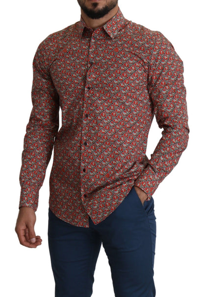 Camisa elegante de algodón con corte Martini rojo