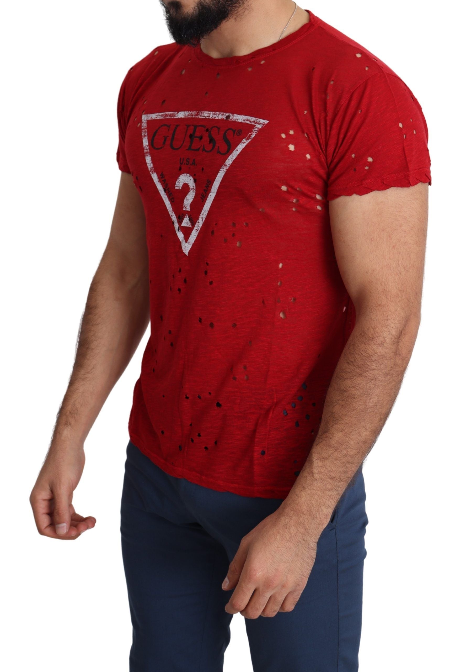 Camiseta elástica de algodón roja radiante