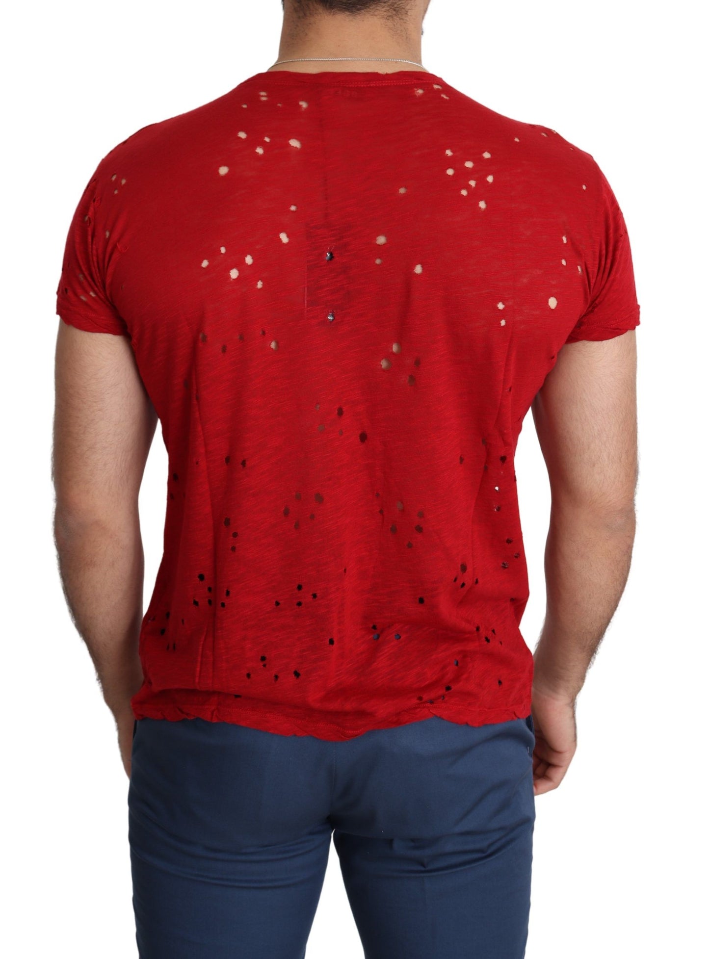 Camiseta elástica de algodón roja radiante