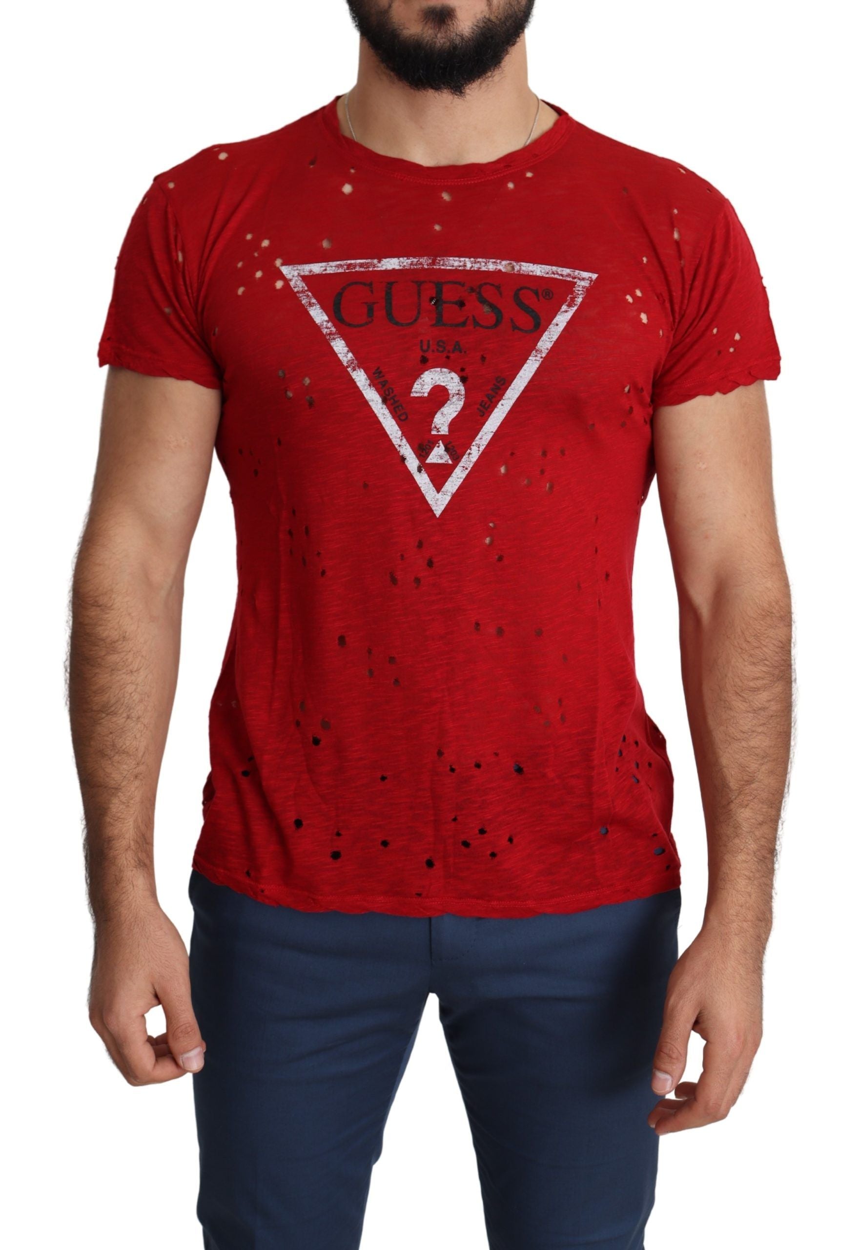 Camiseta elástica de algodón roja radiante