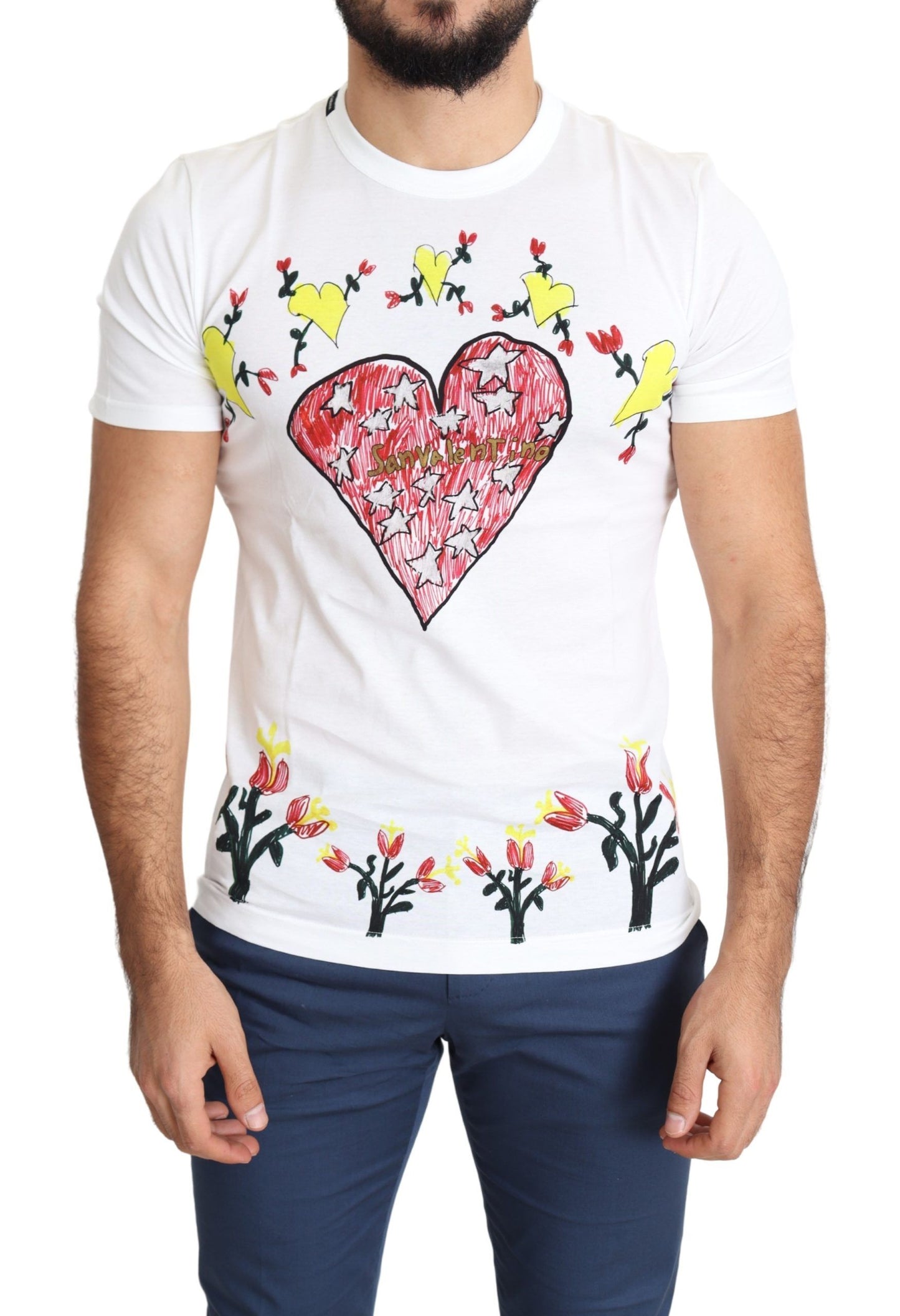 Camiseta elegante con cuello redondo y estampado de San Valentín