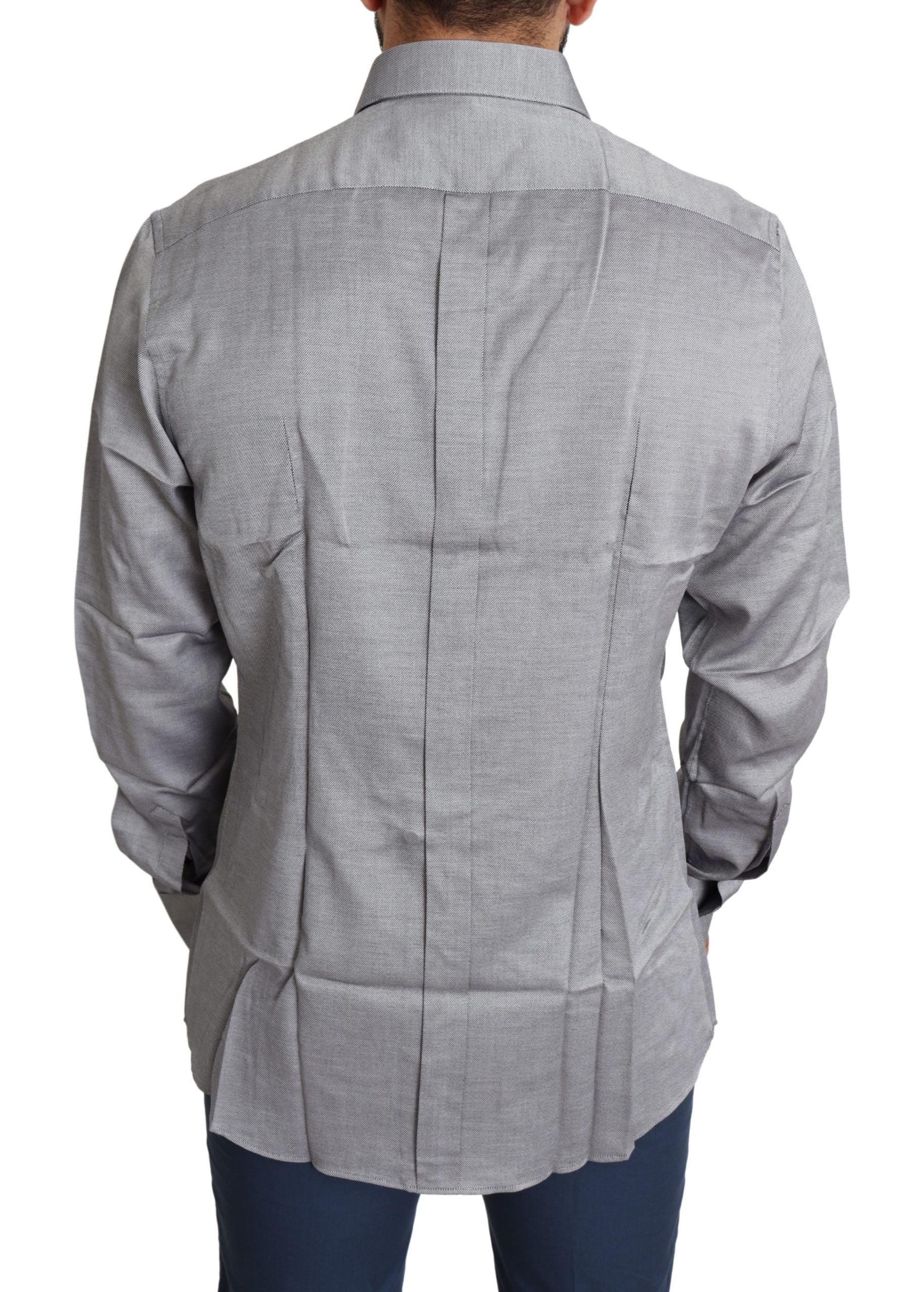 Camisa de vestir elegante de algodón gris slim fit