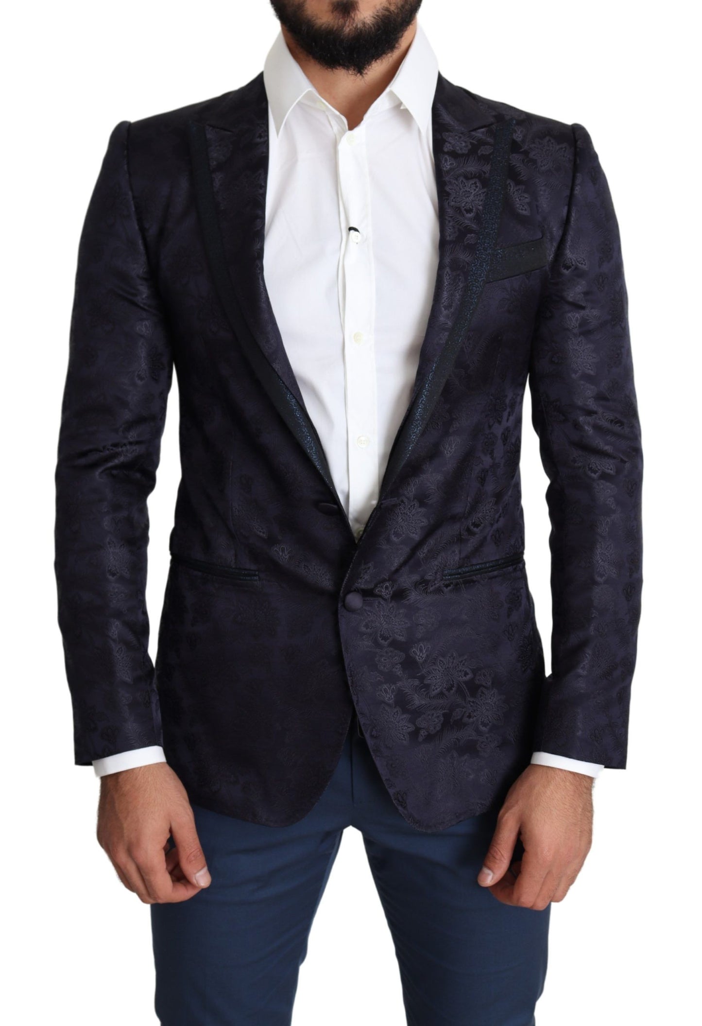 Elegante blazer Martini de mezcla de seda en azul