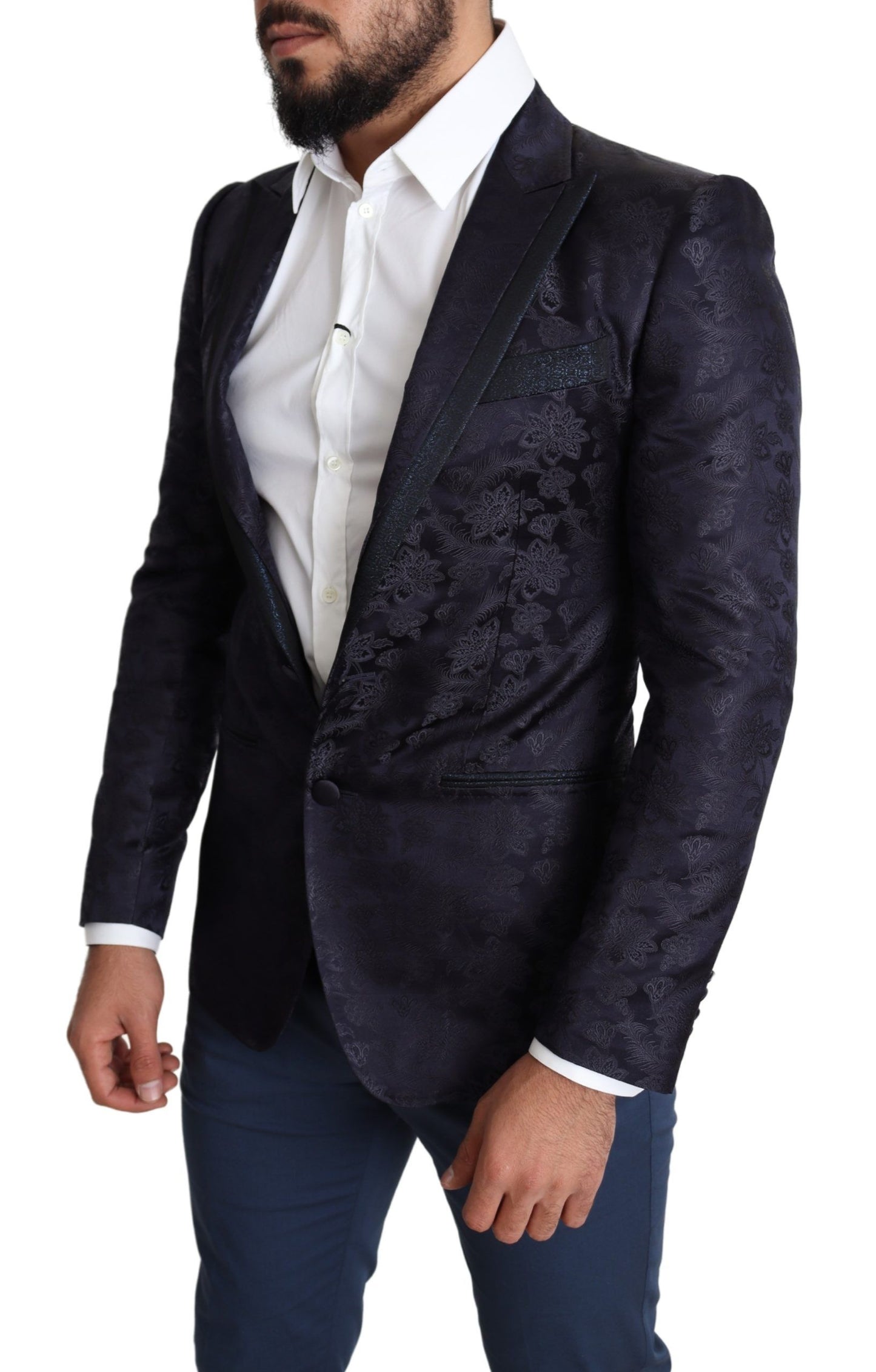 Elegante blazer Martini de mezcla de seda en azul