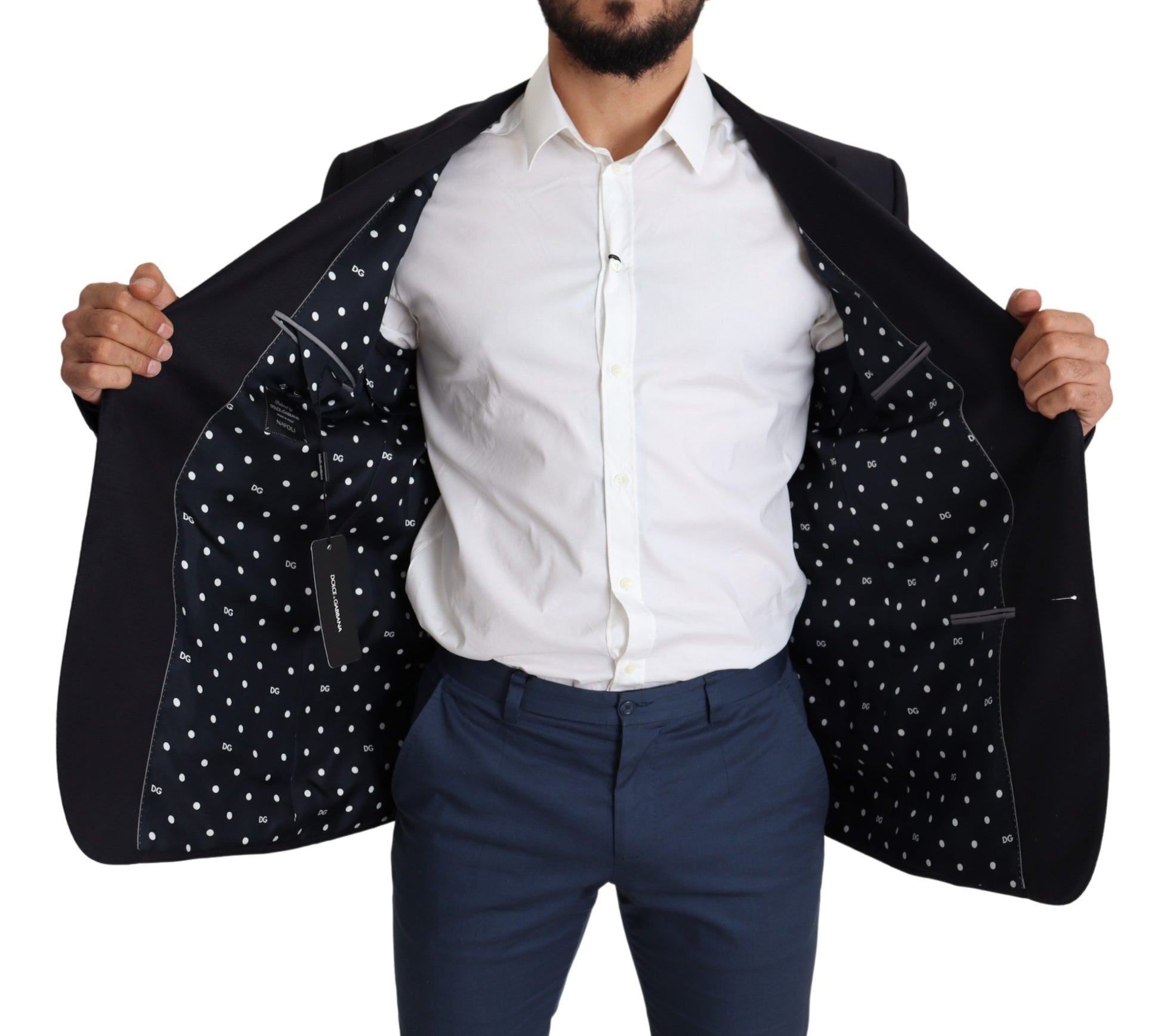 Elegant Black Virgin Wool Men's Blazer