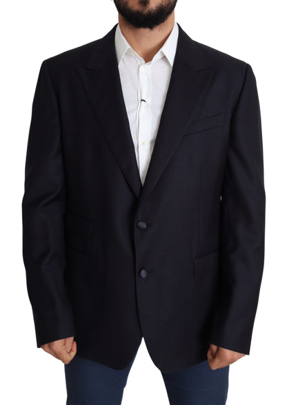 Elegant Black Virgin Wool Men's Blazer