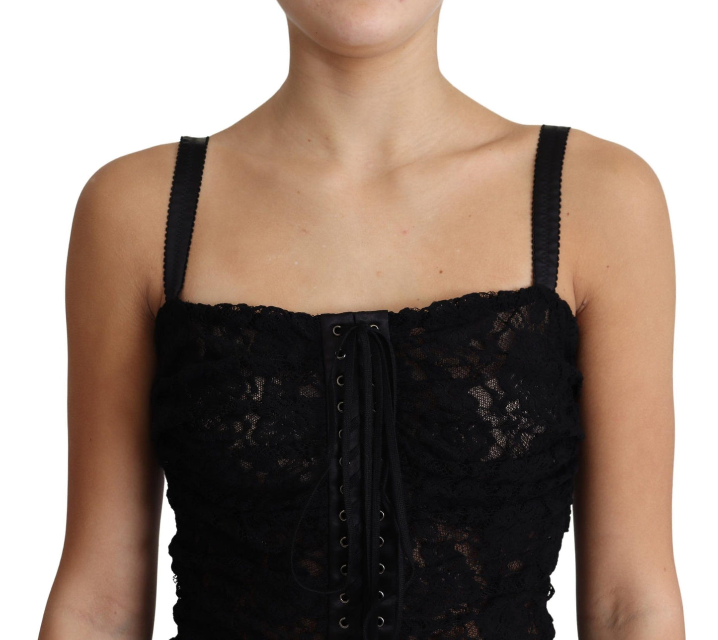 Elegante zwarte kanten bustier mini-jurk