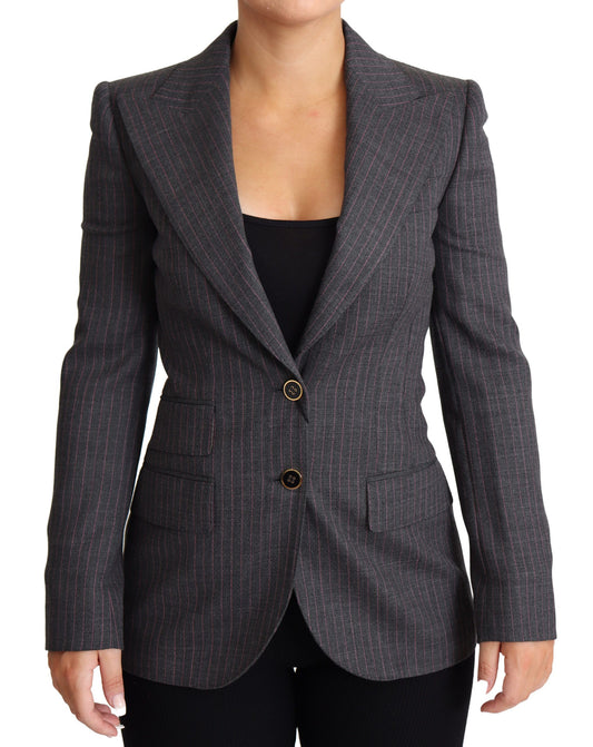 Elegante blazer gris de lana elástica