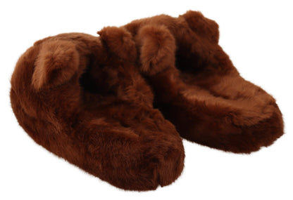 Mocasines marrones con adornos de osito de peluche