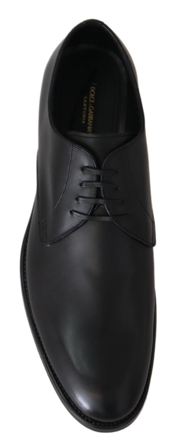 Elegant Black Leather Derby Dress Shoes