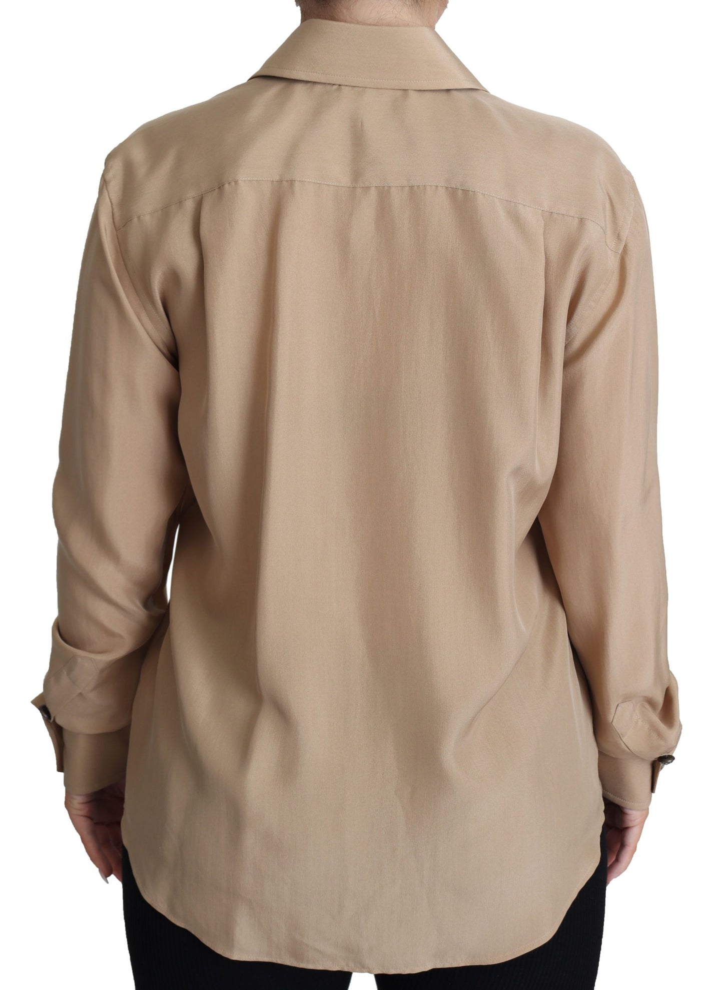 Camisa de seda beige elegante