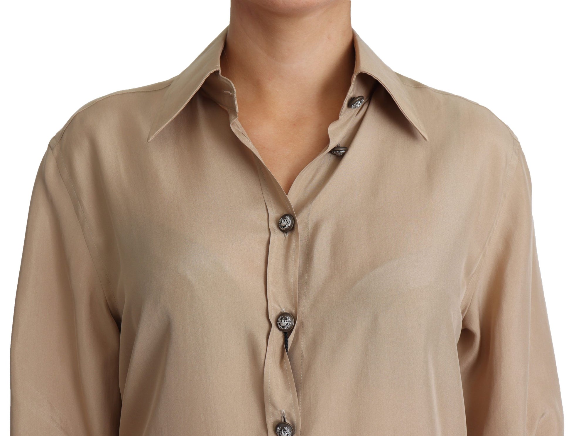 Camisa de seda beige elegante