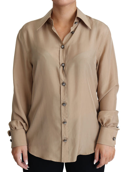 Camisa de seda beige elegante